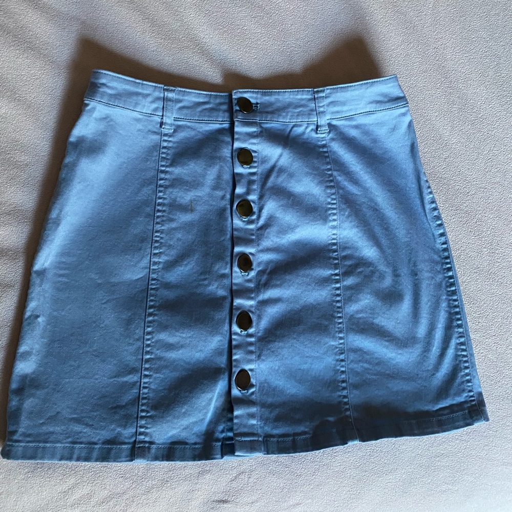 Blue Buttoned Mini Skirt!!